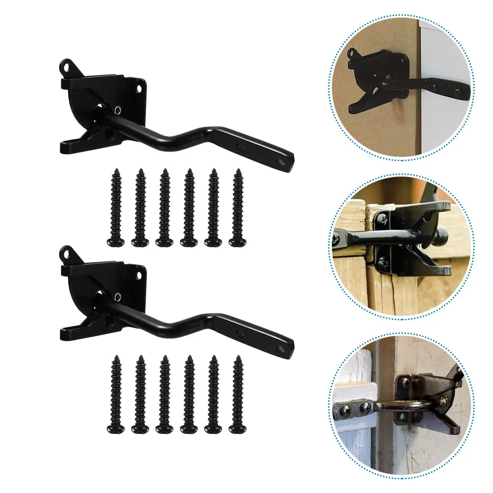 

2 комплекта сверхмощной защелки для ворот, железная заглушка, крепление на стопор, автоматический гравитационный рычаг, забор, дерево, металл, пластик, сад