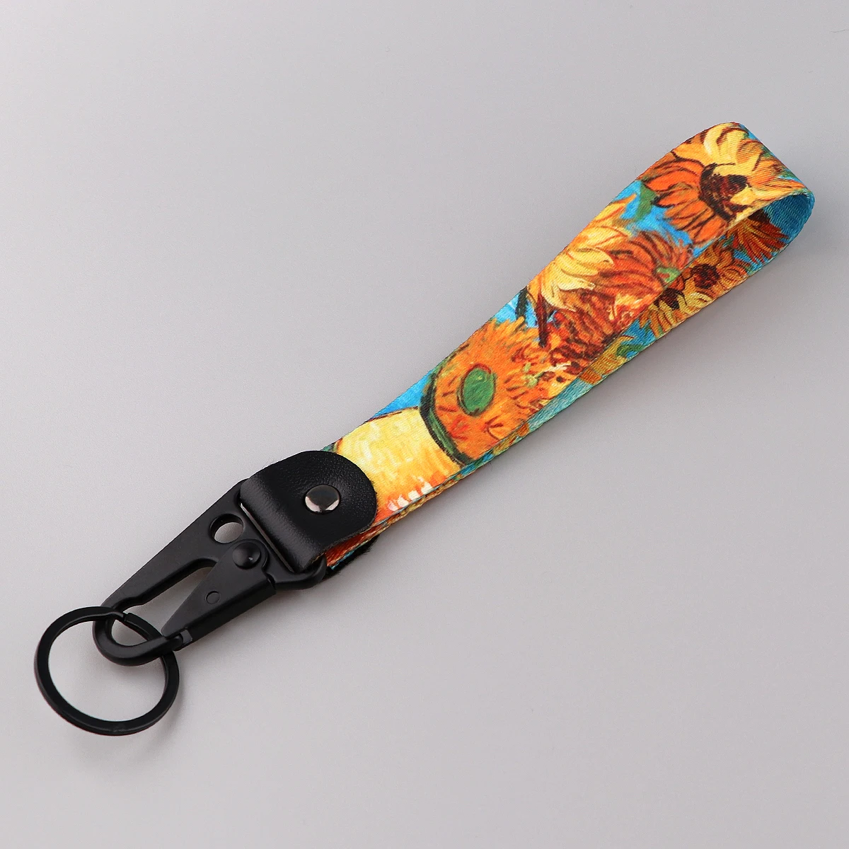 Van Gogh Korte Lanyard Olieverfschilderij Sterrenhemel Polsband Sleutelhanger Lanyard Tags Sleutelband Auto Motorfiets Sleutelhanger Accessoires