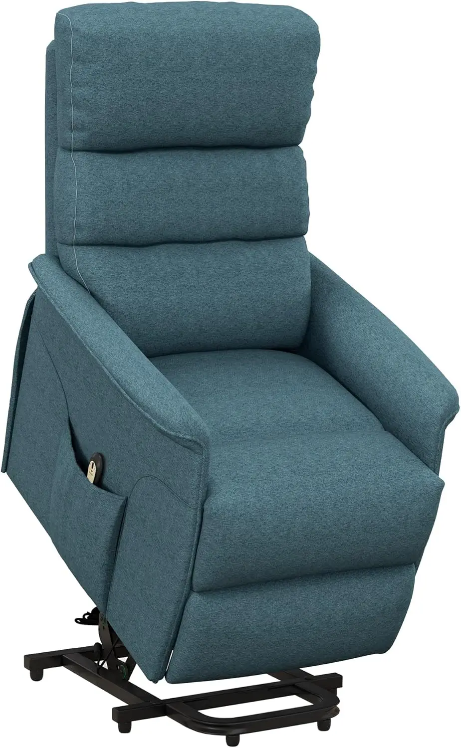 Fauteuil Inclinable à Levage Électrique pour Homme, Chaise artificiel évatrice en Tissu Facile à Assembler, avec Poches Latérales et Télécommande, Bleu, pour Salon