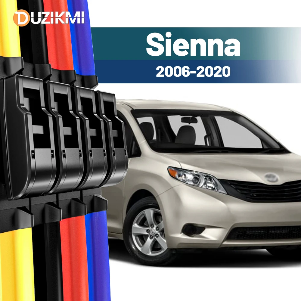 

For Toyota Sienna 2006-2020 2008 2009 2010 2011 2012 2013 2014 2015 2016 2pcs Front Windshield Windscreen Wiper Blades Red Blue