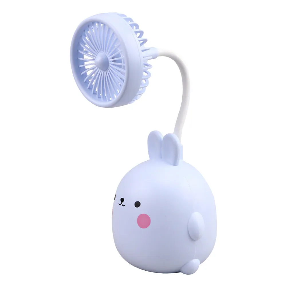 

Портативный мини-вентилятор в форме кролика, синий, с аккумулятором, настольный, с держателем для ручек, мощный, пластиковый, для охлаждения