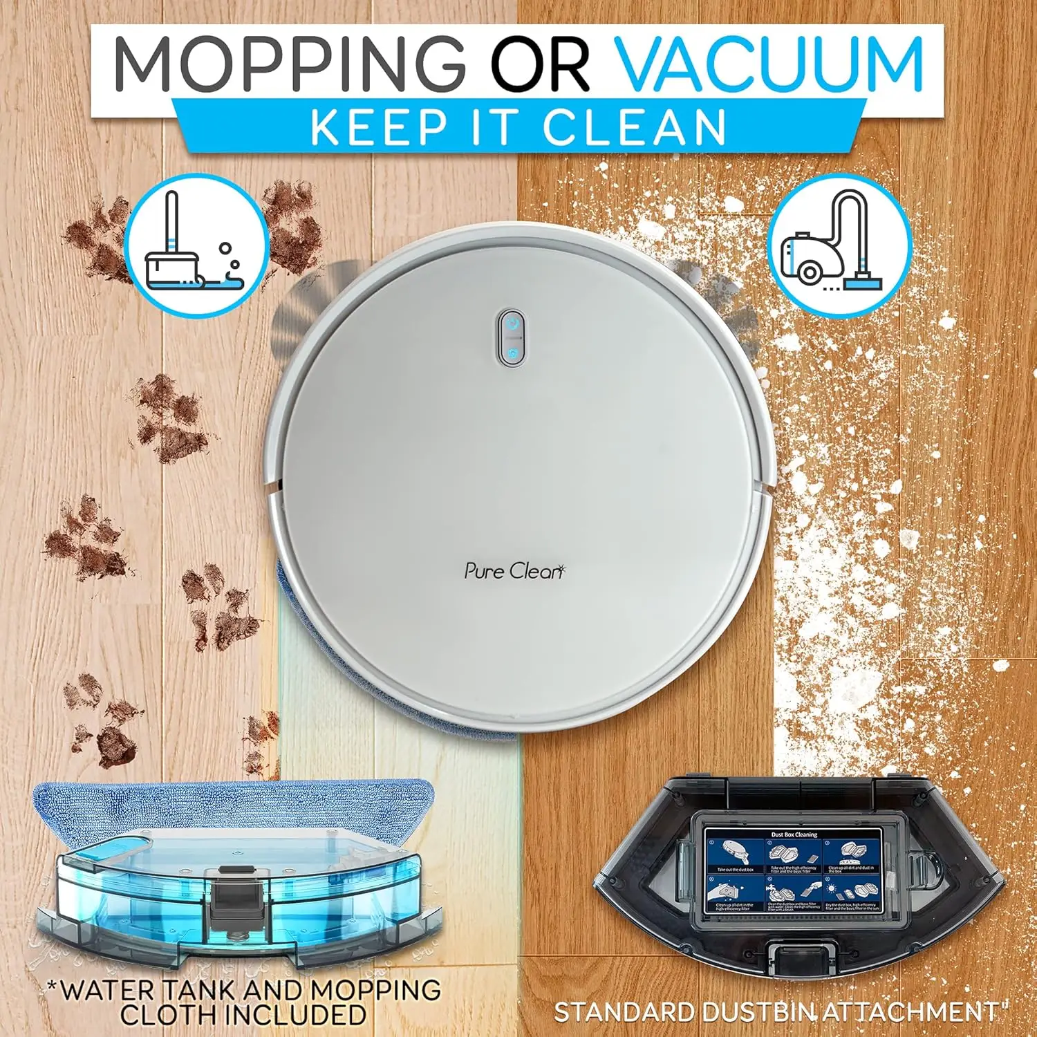 Combo Robotic Floor Cleaner Machine Automatic Cleaning Robo Vac Mopping