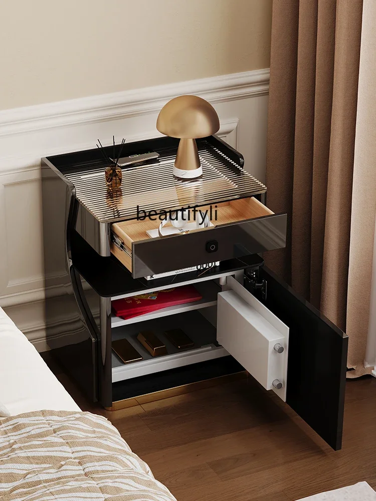 Modern Minimalist Bedside Table Safe Multi-Functional Light Luxury High-Grade Wireless Charger Smart Safe Furniture Bedroom