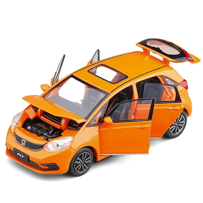 1/32 HONDA Fit GK5 Alloy Car Model Diecasts Metal Toy Sports Car Vehicles Model Simulation Sound and Light Collection Gifts