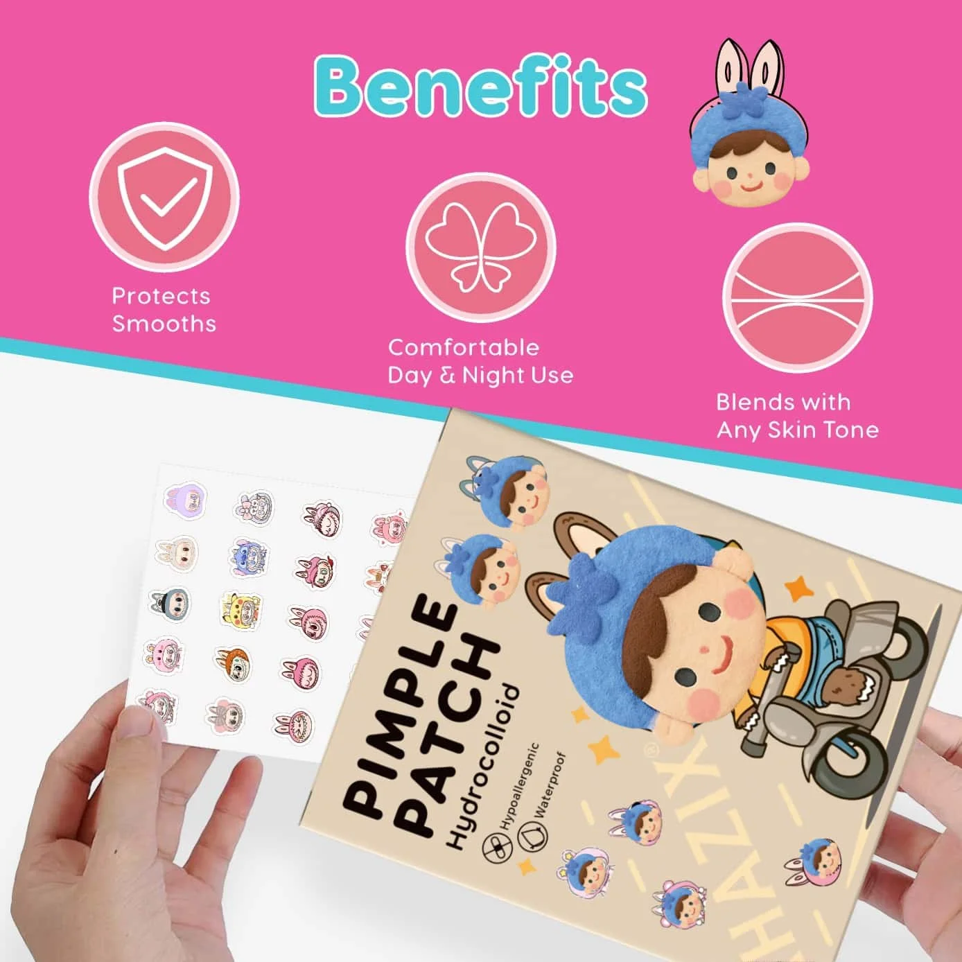 125 قطعة من رقع البثور اللطيفة وغير المهيجة، ويمكنها تغطي البثور والعيوب