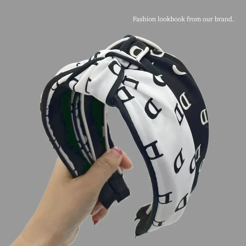 

Elegant Bow Headband Wide Black Letter Non-Slip Comfort for Women Girls Daily Casual Wear Hair Accessories