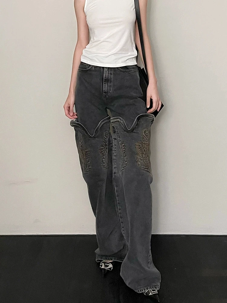

traf 2025 women's jeans trends pure cotton embroidery vintage high waist women's trousers y2k clothes New high quality pants bra