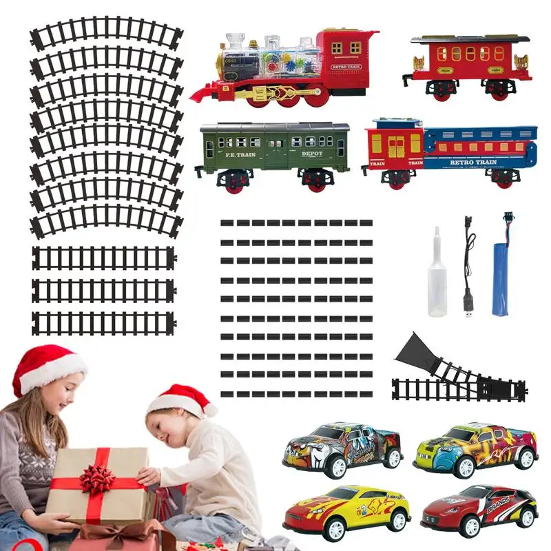 

Electric Train For Kids Classic Electric Train Toy Sound Train Set Locomotive Model Battery-Powered Railway Kit Christmas Toy