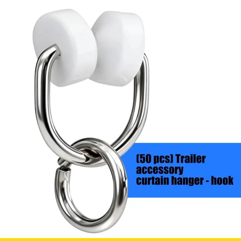 SZCH Universal Caravans Motorhome Curtain Track Rollers Hooks Noise Reducing Design For Smooth Quiet Gliding Operation 50pcs
