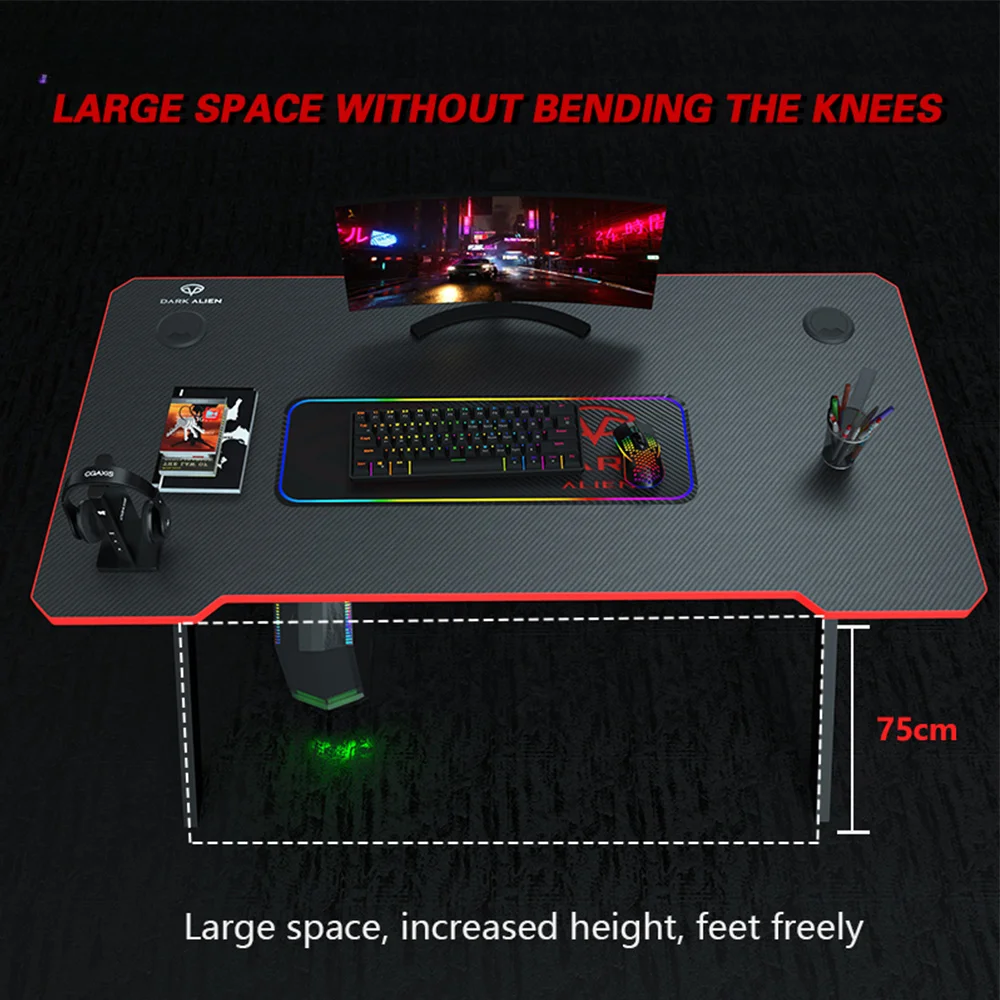 New Modern Custom Portable Adjustable L Shape RGB LED Lights Computer PC Gamer Gaming Table Desk