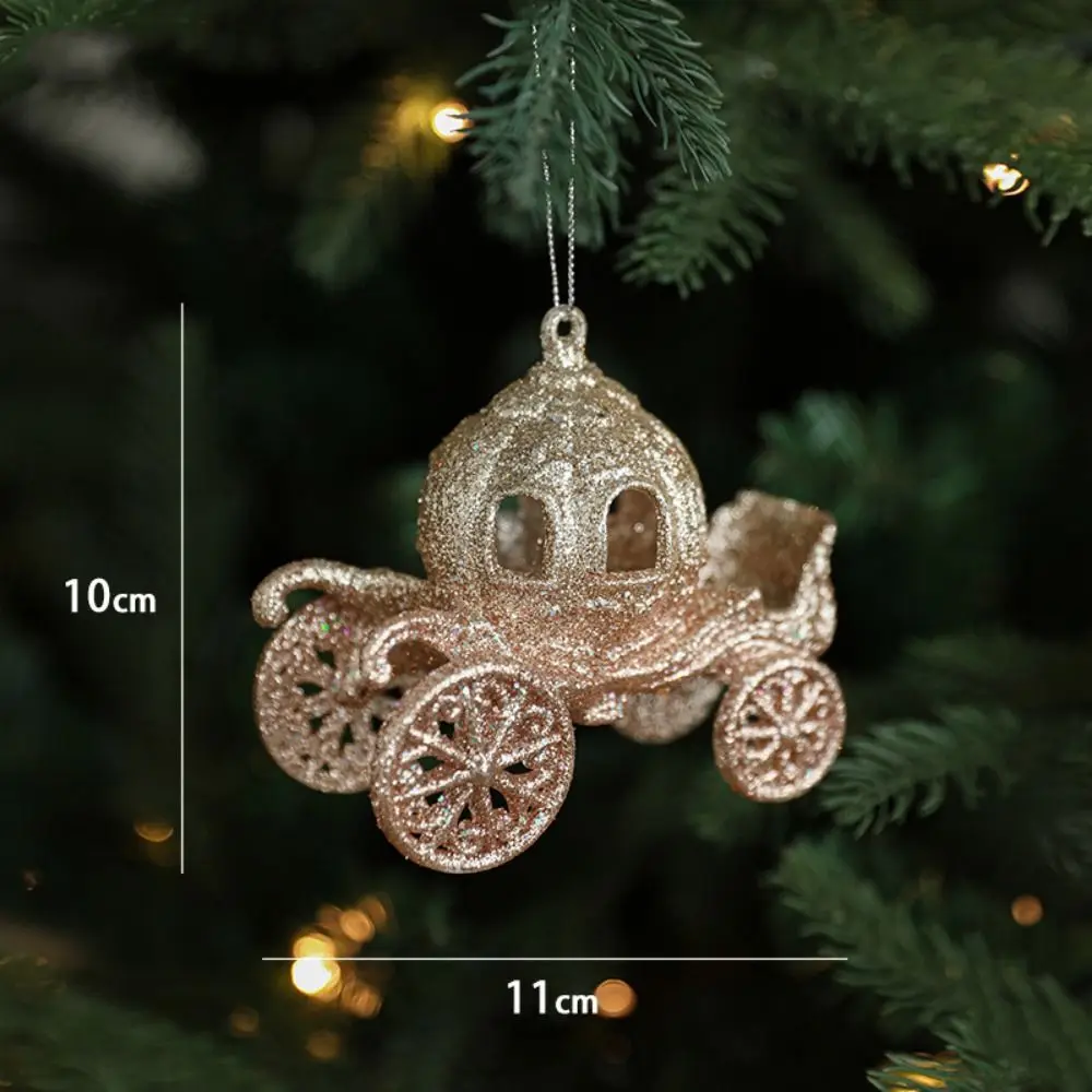 Gold Christmas Hanging Decoration Shimmering House Bike Xmas Ornament Ball Plastic Shopwindow Xmas Baubles Scene Making