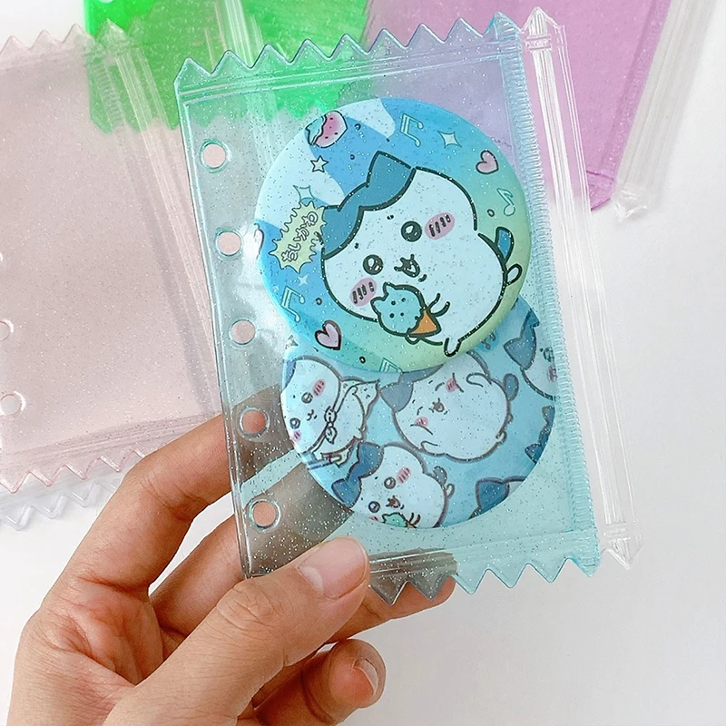 M5 Five Holes Loose Leaf Card Holder Case PVC Transparent Glitter Storage Bag Note Book Inner Bag Card Cover Sleece