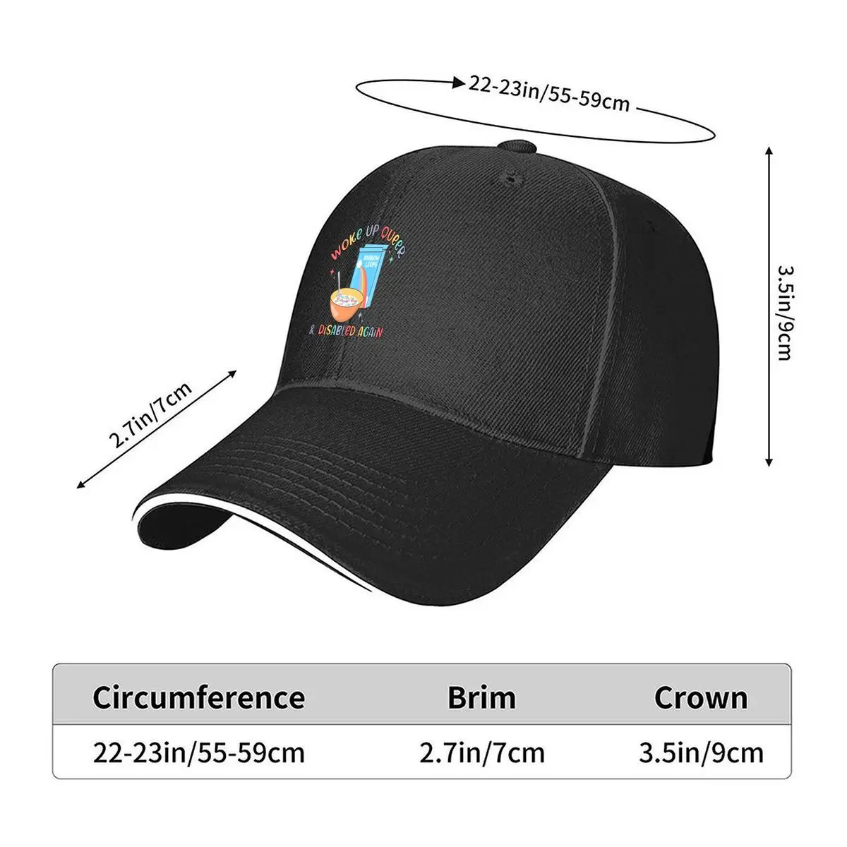 Woke Up Queer Rainbow Loops Disabled Sandwich Baseball Cap Outdoor Workouts Sun Hat