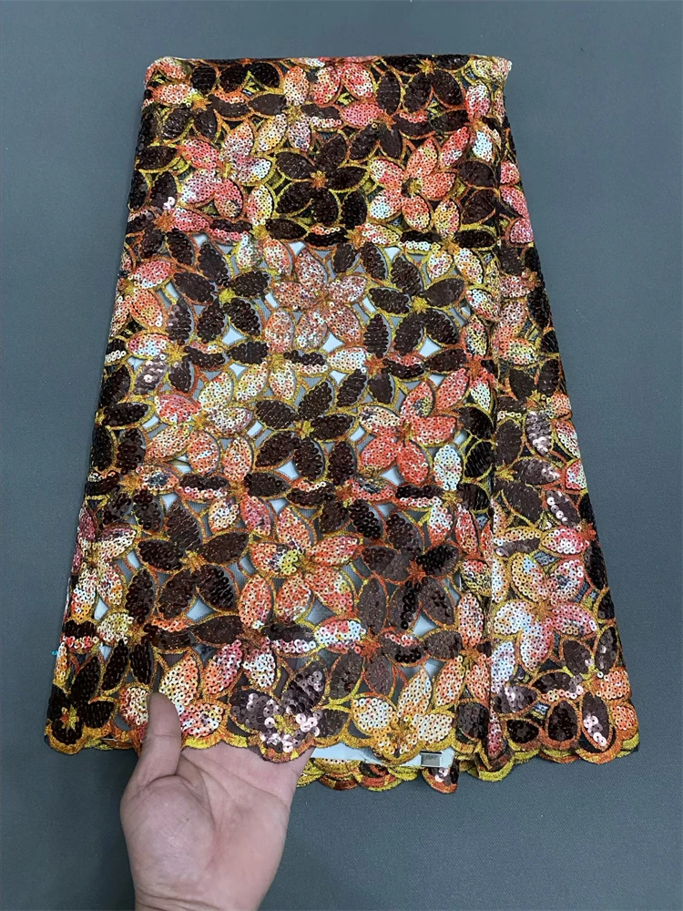 Luxury African Sequins Lace Fabric 2025 New High Quality Groom Nigerian Wedding Bridal Embroidery French Mesh Materials