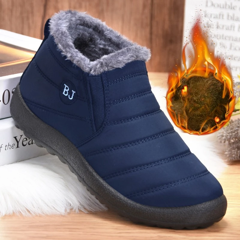 Men Snow Boots Plush New Warm Ankle Boots for Waterproof Men& Boots Female Winter Shoes Keep Warm Flat Unisex Men Shoes