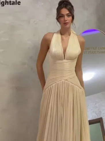 Eightale Evening Dresses V-Neck Pleats Floor Length Customized Floor Length Crepe V-Neck Prom Party Gown Vestido De Fiesta image 3