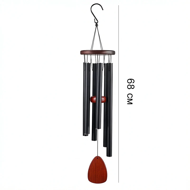 1PC Aluminum Pipe Wind Chimes Black 6-Tube Home Garden Decor for Beach Villa Holidays Forest Cabin Meditation Yard Ornaments ZYF - view 6