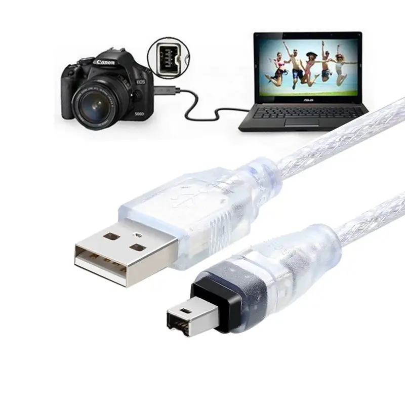 1,5 м IEEE 1394 Firewire USB «папа» на 1394 4P «папа» Кабель для подключения данных DV Кабель для передачи данных подходит для старых камер Sony и т. д.