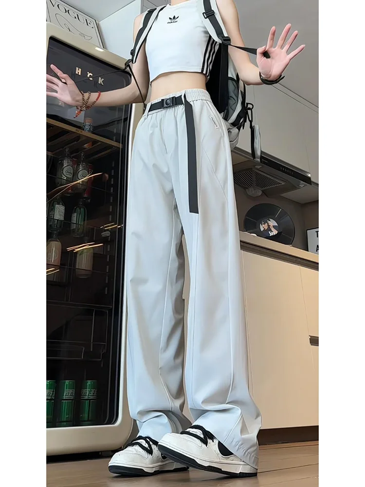 

Мужские летние брюки из ледяного шелка: тонкие, прохладные, прямые, свободные, больших размеров, широкие штанины, длинные, струящиеся, комфортные, легкие