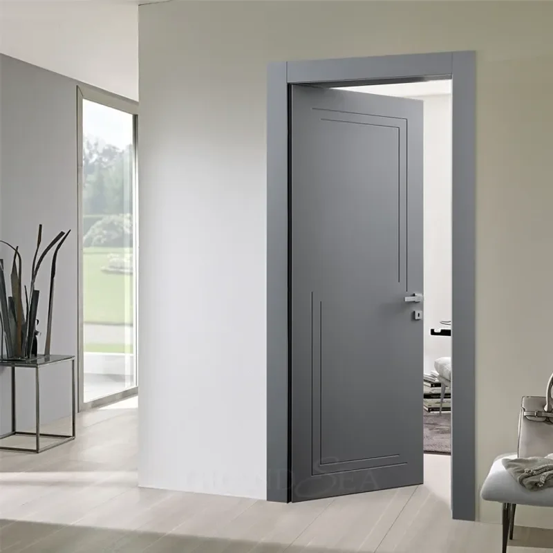 Lt. grey Stoving varnish kitchen room entry Korea security shower interior casement MDF/HDF wood door for house bedroom