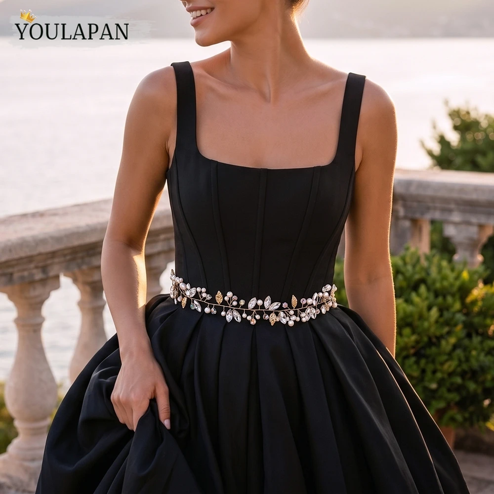 YouLaPan Fashion Bride Belt Accessory Crystal Rhinestone Vine Sash Wedding Dress Waist Belt With Soft White Chiffon Ribbon SA233