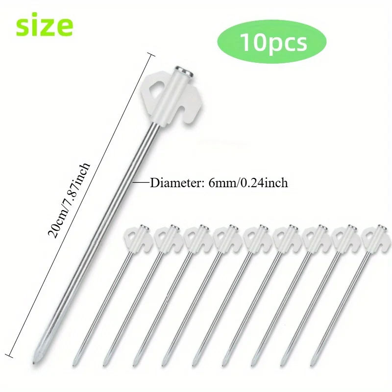 Heavy-Duty Tent Stake, 20Cm/7.87 Inch Thick Tent Nail, Illuminated Ground Stake in The Dark, Night Time Eye-Catching Injection image 4