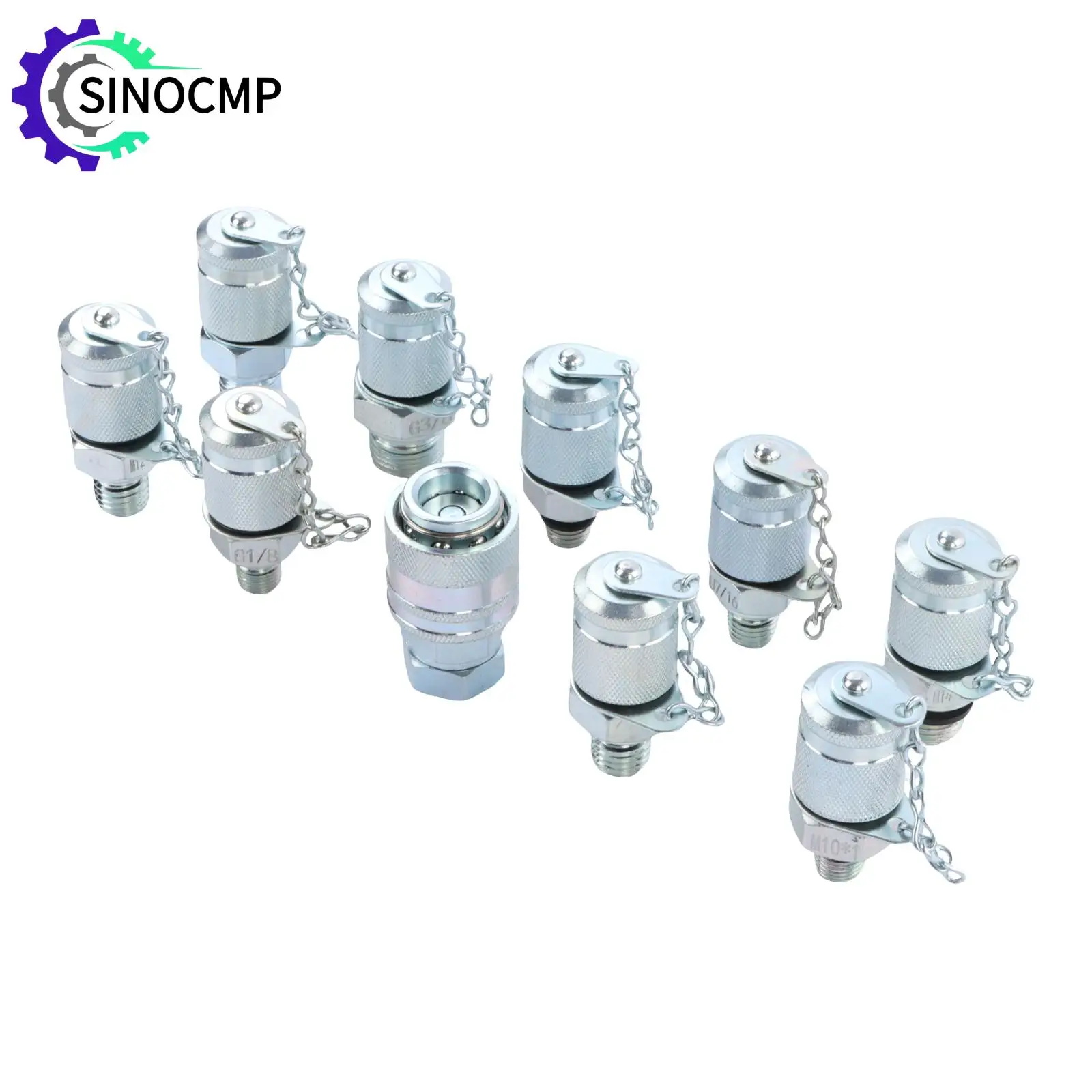 ชุดข้อต่อทดสอบแรงดันไฮดรอลิก 10 ชิ้น G1/8 M8 M10 M14 UNF NPT สำหรับรถขุด CAT John Deere Bobcat Case อะแดปเตอร์เกจวัด