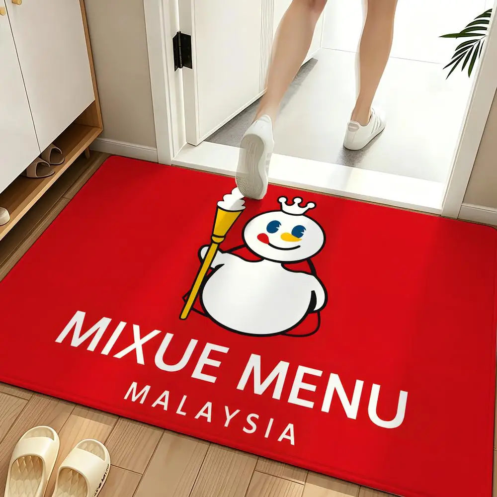 Dessert M-Mixue I-Ice C-Cream Floor Mat Soft Flannel Entrance Door Mat Non Slip Absorbent Bathroom Bedroom Floor Rug