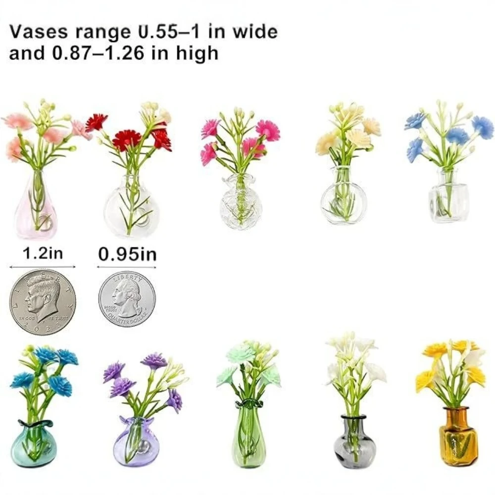 10pcs Mini Small Magnets Vase Cute Mini Refrigerator Magnet 3D Vase Fun Refrigerator Accessories Kitchen Decoration Holiday Gift