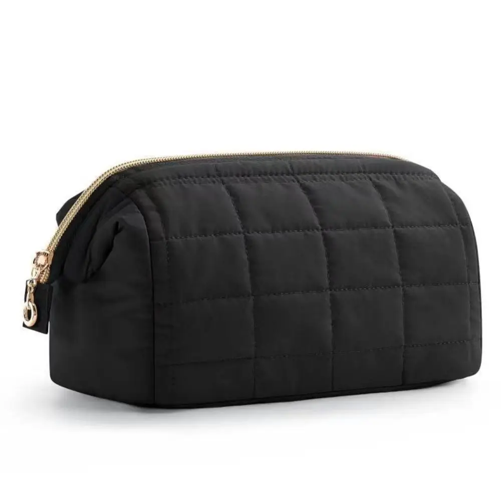 Puffy Padded Travel Cosmetic Bag Large Capacity Wide-open Makeup Bag Women Makeup Organizer Case Solid Color Toiletry Bag