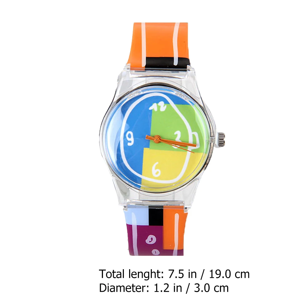 

Children Watch Mineral Glass PVC Plastic Kids Wristwatch Student Accessory Colorful Design Time Learning Adjustable Strap