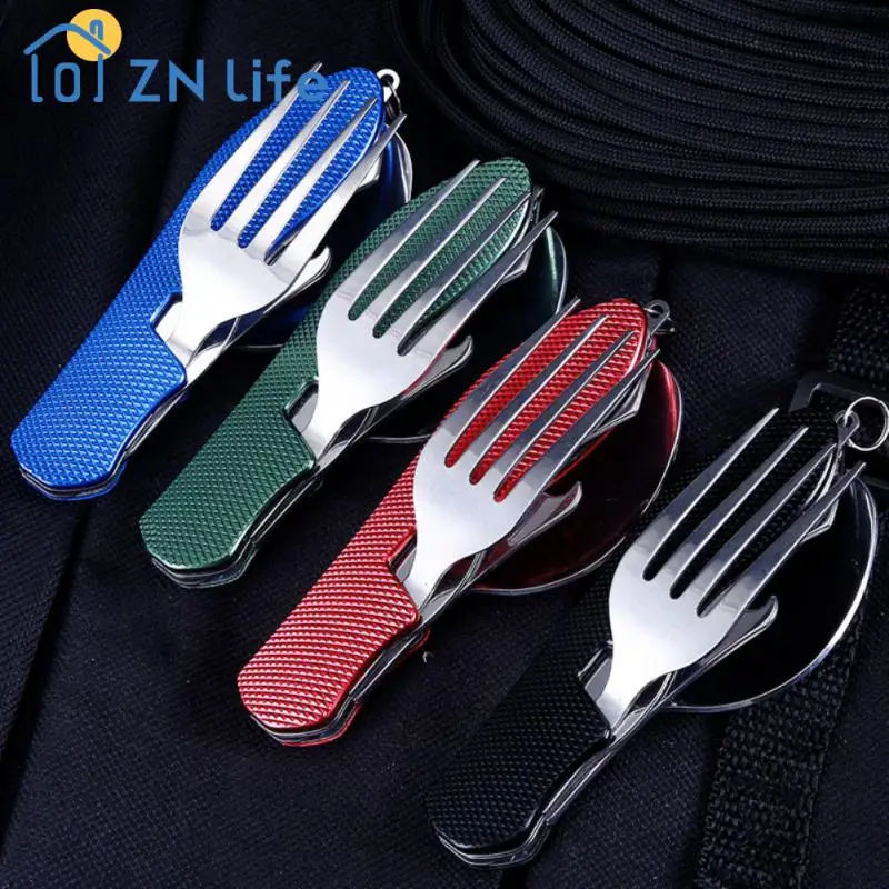 Stainless Steel Spoon Comfortable Foldable Stainless Steel Kitchen Bar Combination Tableware Multi-scene Applicable Portable