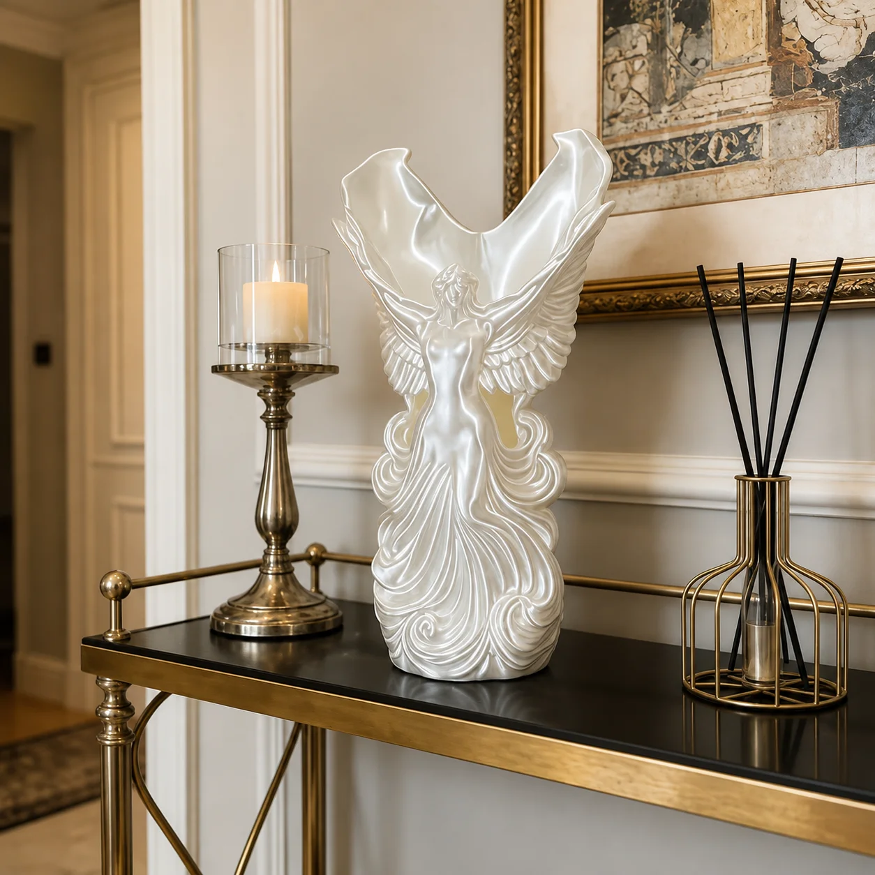 3D Printed Angel Wings Pen Holder Sculpture Creative Desktop Decor Art Ornament Gift Decoration