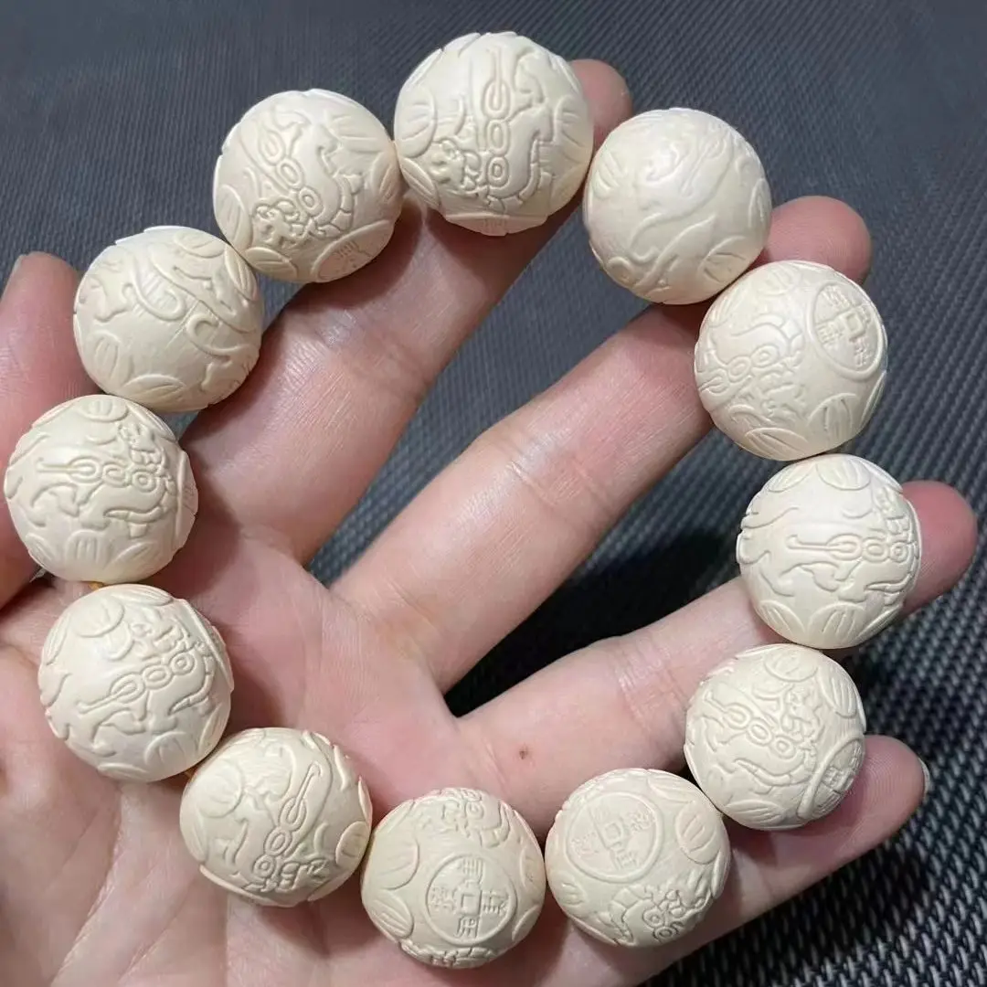 Resin imitation ivory bracelet, carved bracelet, cultural and antique collection, handmade carving handicrafts