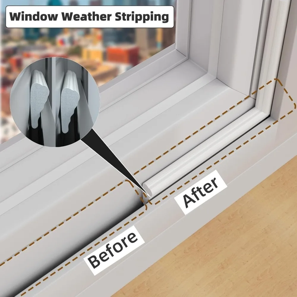 New 10M Window Weather Seal Strip Acoustic Insulation Foam for Sliding Door Windows Windproof Soundproof Cotton Seal Gap Filler