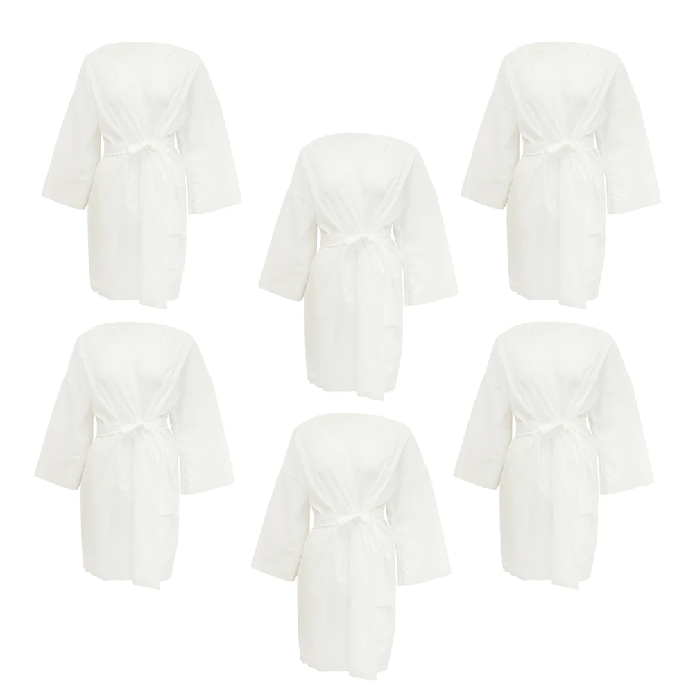 

6 pcs Disposable Bathrobe Cotton Spa Robe For Women Sauna Steam Room Travel Towel Wrap Shower Gown Beauty Salon Sweat Steaming