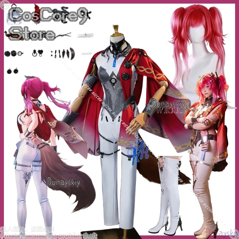 

Lupa Cosplay Wuthering Waves Game Anime Costume Sexy Punk Uniform Cape Jirai Kei Girls Battle Suit Bikini Hot Pink Wig Halloween