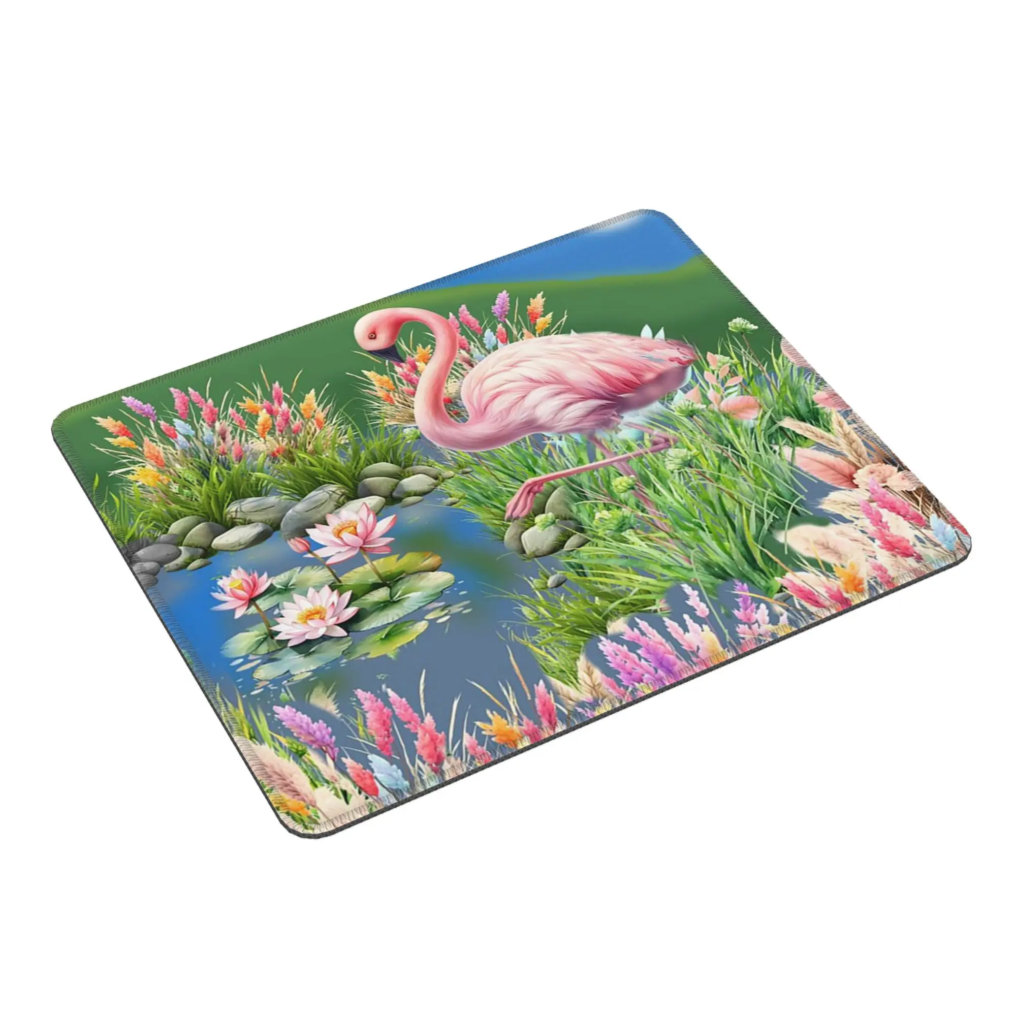 Flamingo In The River Forest Scene Mouse Pad Computer Keyboard Mouse Mat Gamer PC Laptop Desk Mat Office Accessories Table Mats