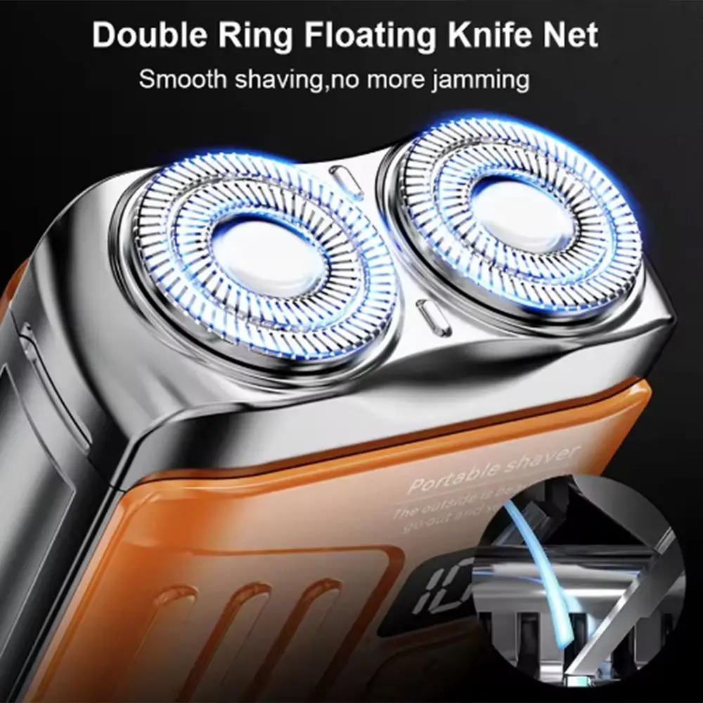 

Магнитная бритва с двойной головкой и цифровым дисплеем, сверхчистая мини-электробритва, тихие операции, моющийся триммер для лица и бороды