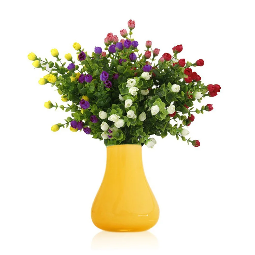 

2pcs Artificial Eucalyptus Flowers 2 Bunch Purple 30 Heads 6-Branch Simulation Flower For Home Decor Living Room Office