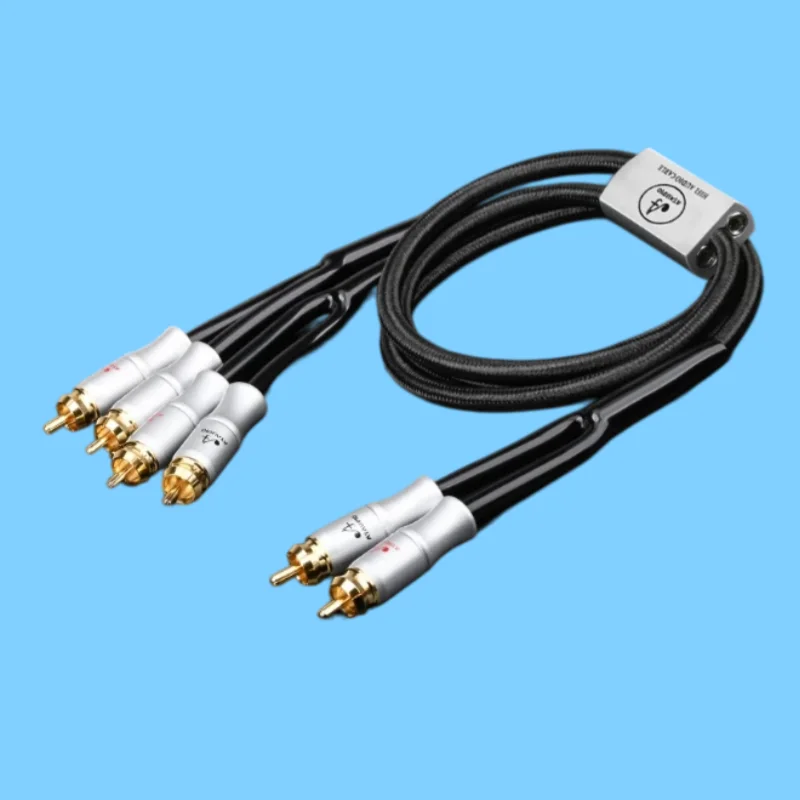 【153】HiFi 2RCA to 4RCA Cable 6N OFC Spiral Nerve Wire RCA Stereo Male to Dual RCA Stereo Plug Male for Sound Card to Speaker