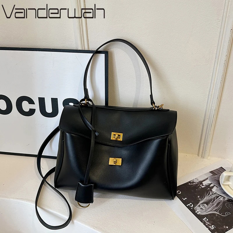 

Luxury Shoulder Crossbody Bags for Women Soft PU Leather Solid Color Large Capacity Tote Sac Designer Versatile Commuter Handbag