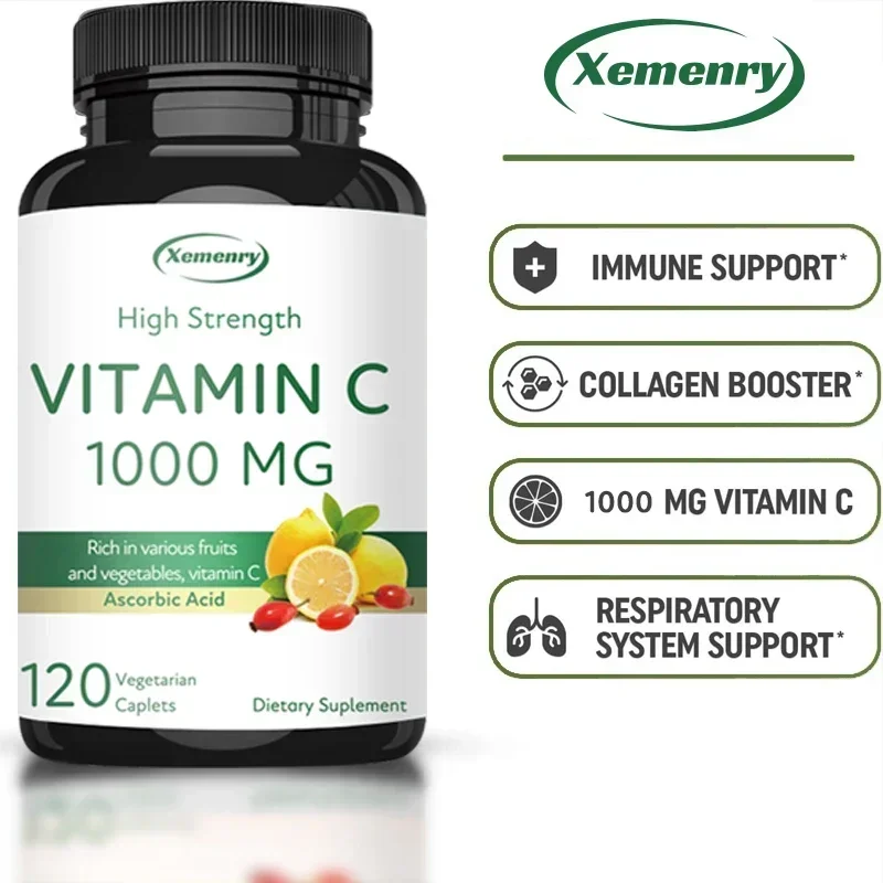 Vitamin C Capsules - Boost Immunity, for Skin, Heart, Teeth Health, Antioxidant, Dietary Supplement