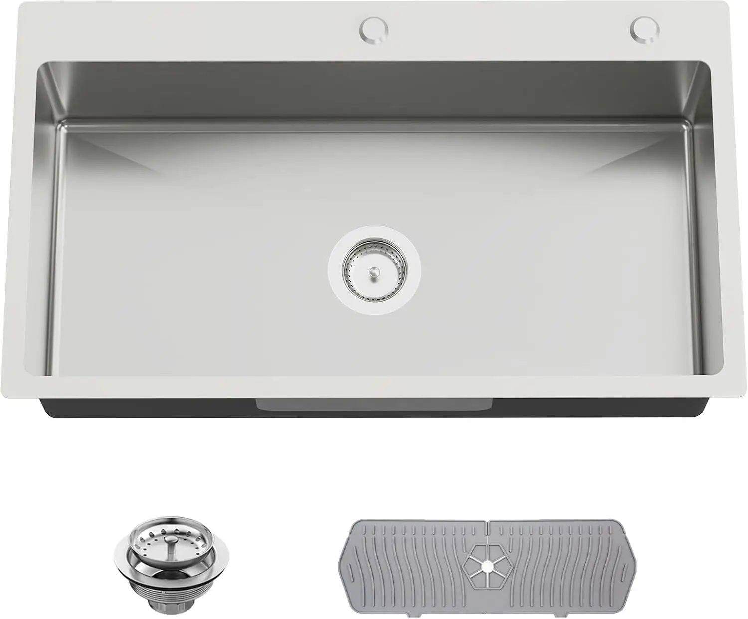 33x19 Inch Drop In Kitchen Sink-Stainless Steel Topmount Modern Single Bowl Kitchen Sink Come With Silicon Mat, Drain Strainer S