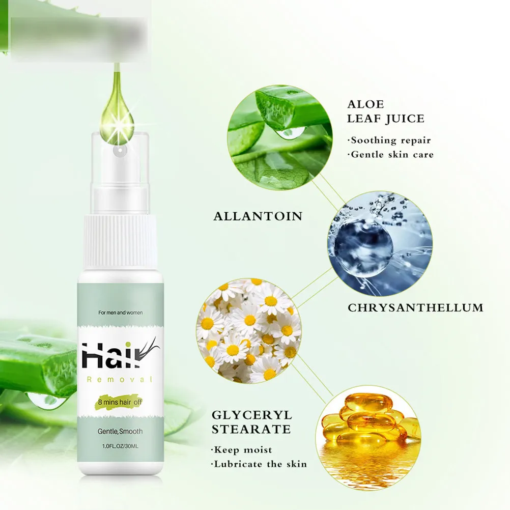 Moisturizing Hair Removal Spray Gentle Non-Stimulating Depilatory Solution for Arms Underarms Legs Hair Removal Treatment Spray