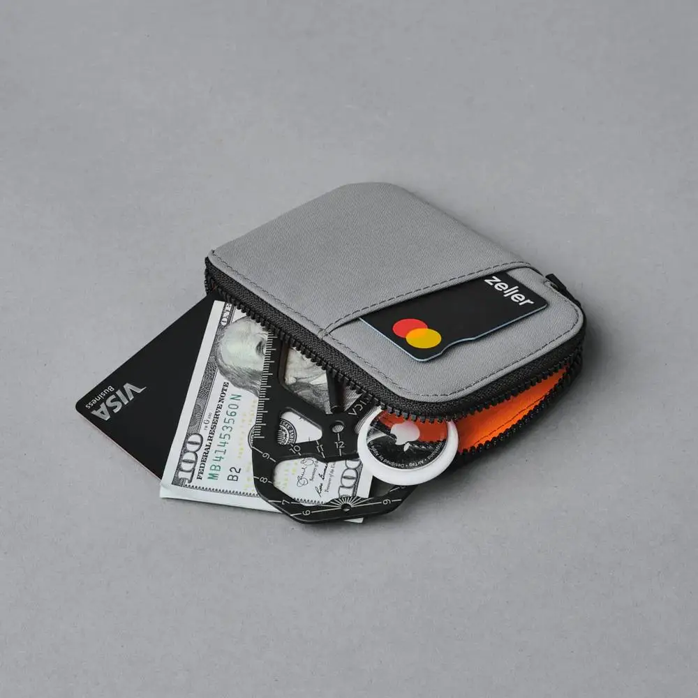 AlpaKA Australia Zip Card Pouch 20D محفظة صغيرة من المواد الاصطناعية بلون نقي للشباب مع سحاب للإغلاق