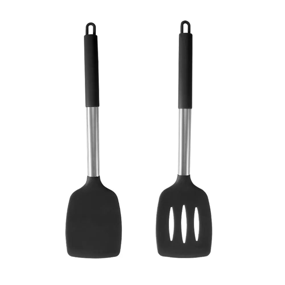 

2Pcs Silicone Cooking Spatula Nonstick Kitchen Gadgets for Pan Microwave Fryer Shovel Egg Tools Stainless H