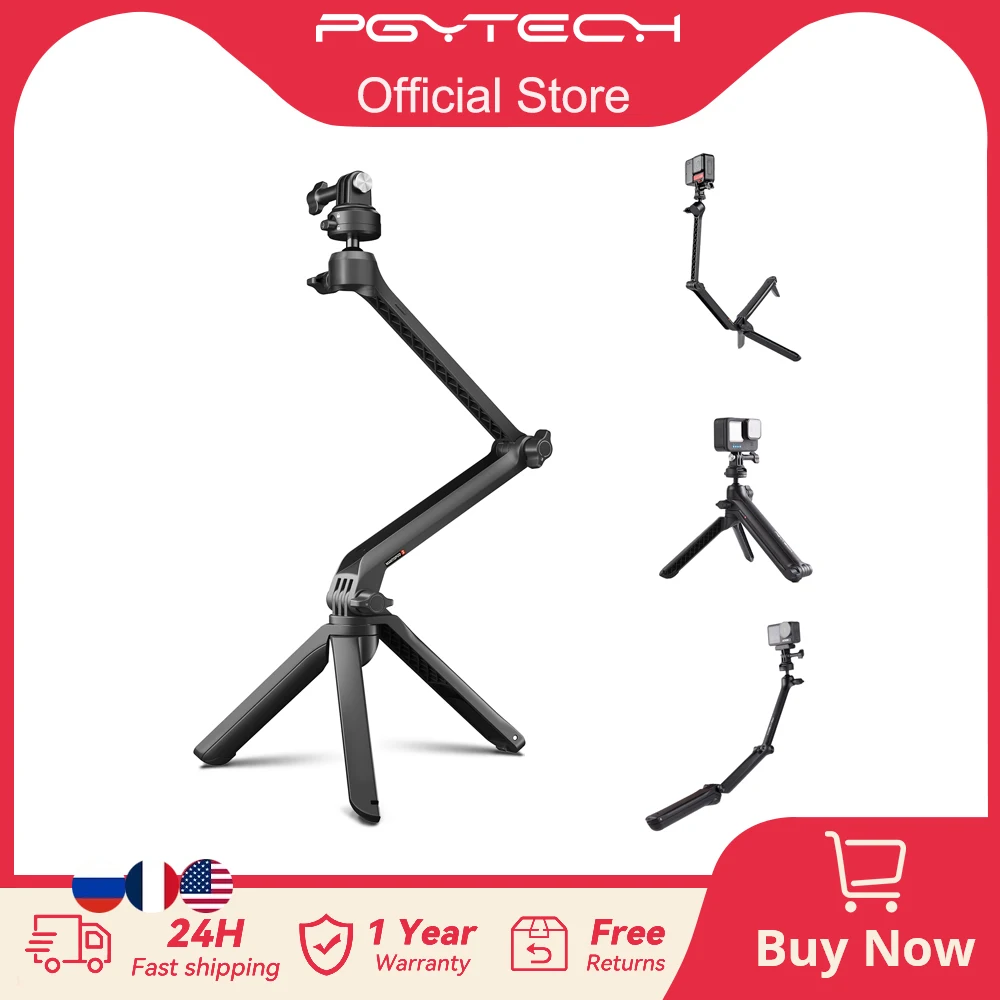 

PGYTECH Caplock Mantispod Z Tripod 3 Way Monopod Pole Hand Grip For GoPro Hero 12 11/ Insta360/DJI Osmo Action 4/3 POCKET 3