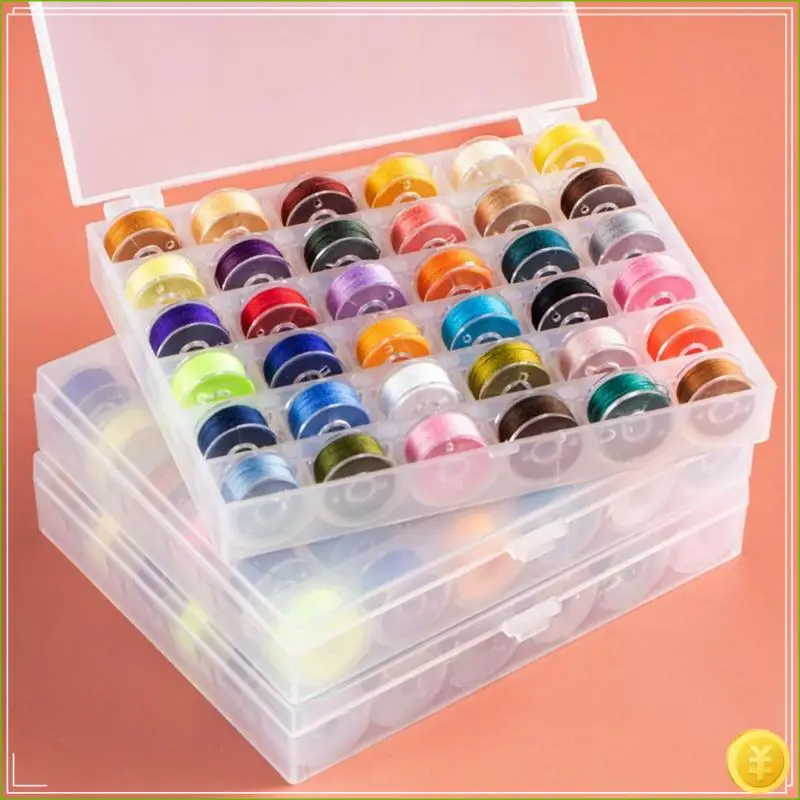 36 قطعة من خيوط الخياطة والبكرات، مجموعة خيط الخياطة الملونة مع صندوق تخزين بلاستيكي ماكينة خياطة منزلية بوليستر