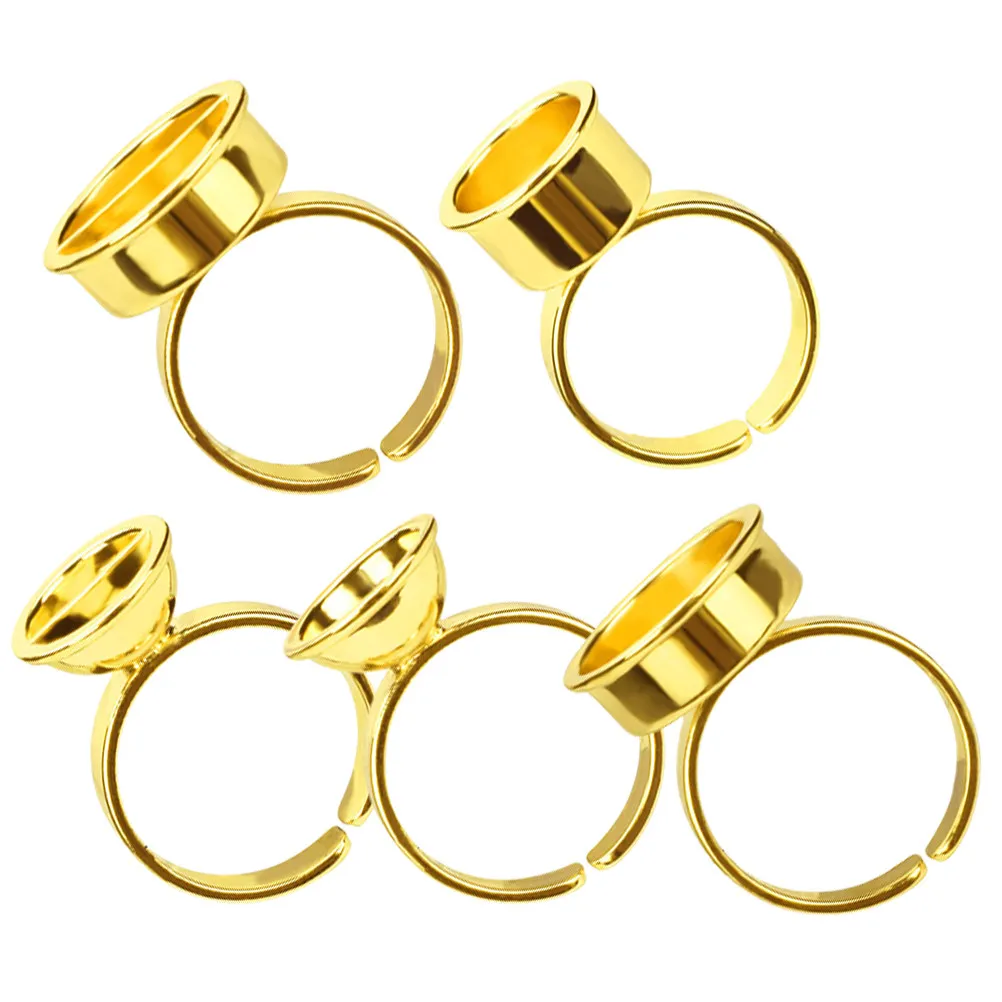 5Pcs Stainless Steel Ink Rings Tattoo Pigment Holder Eyelash Glue Ring Lash Extension Supplies Tattoo Accessories